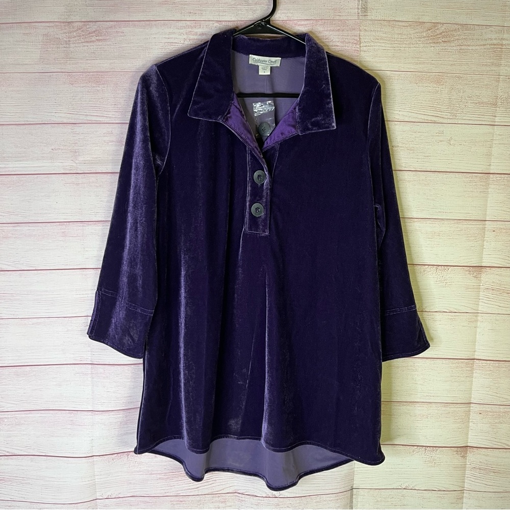 Coldwater Creek Beautiful Purple Velvet Tunic Top Size Small